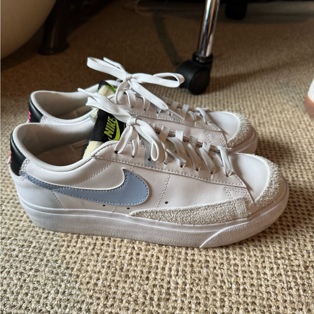 Nike White and Light Blue Casual Shoes